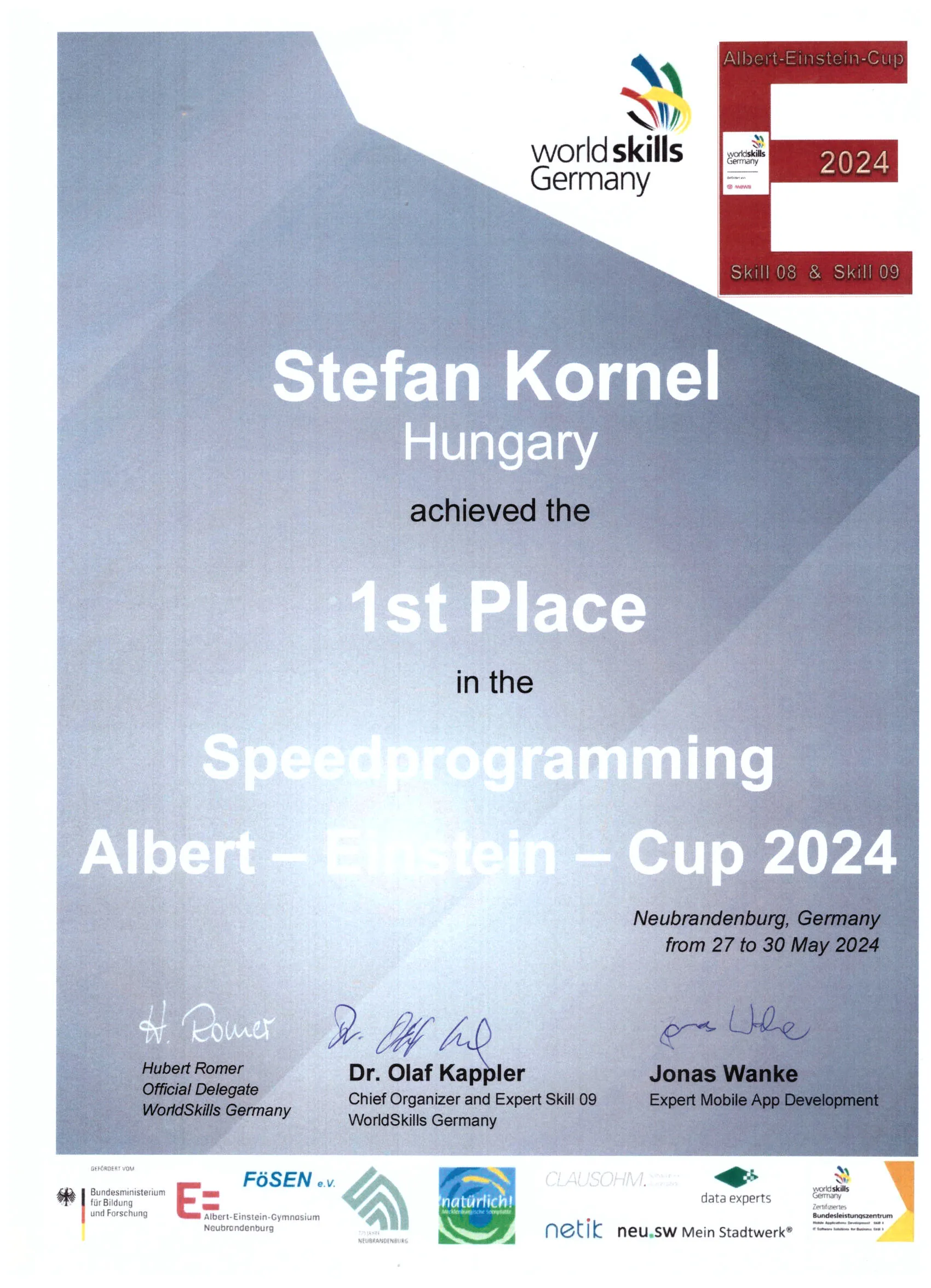 Competition certificate