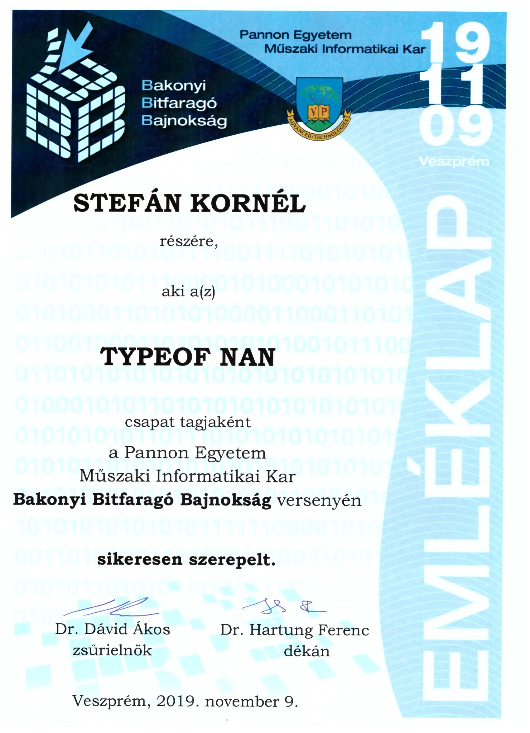 Competition certificate