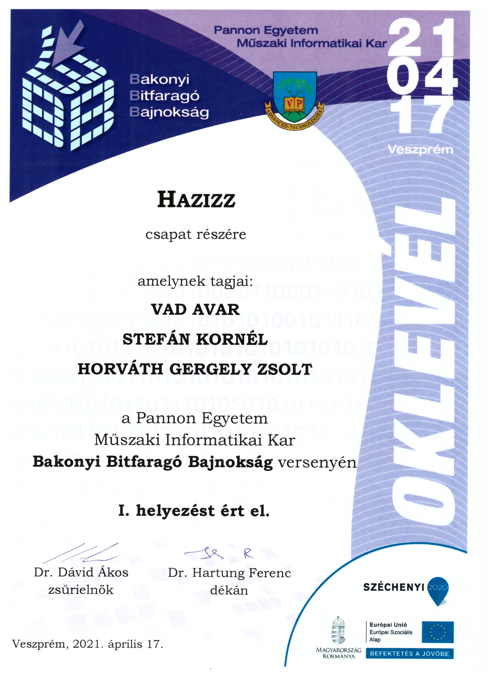 Competition certificate