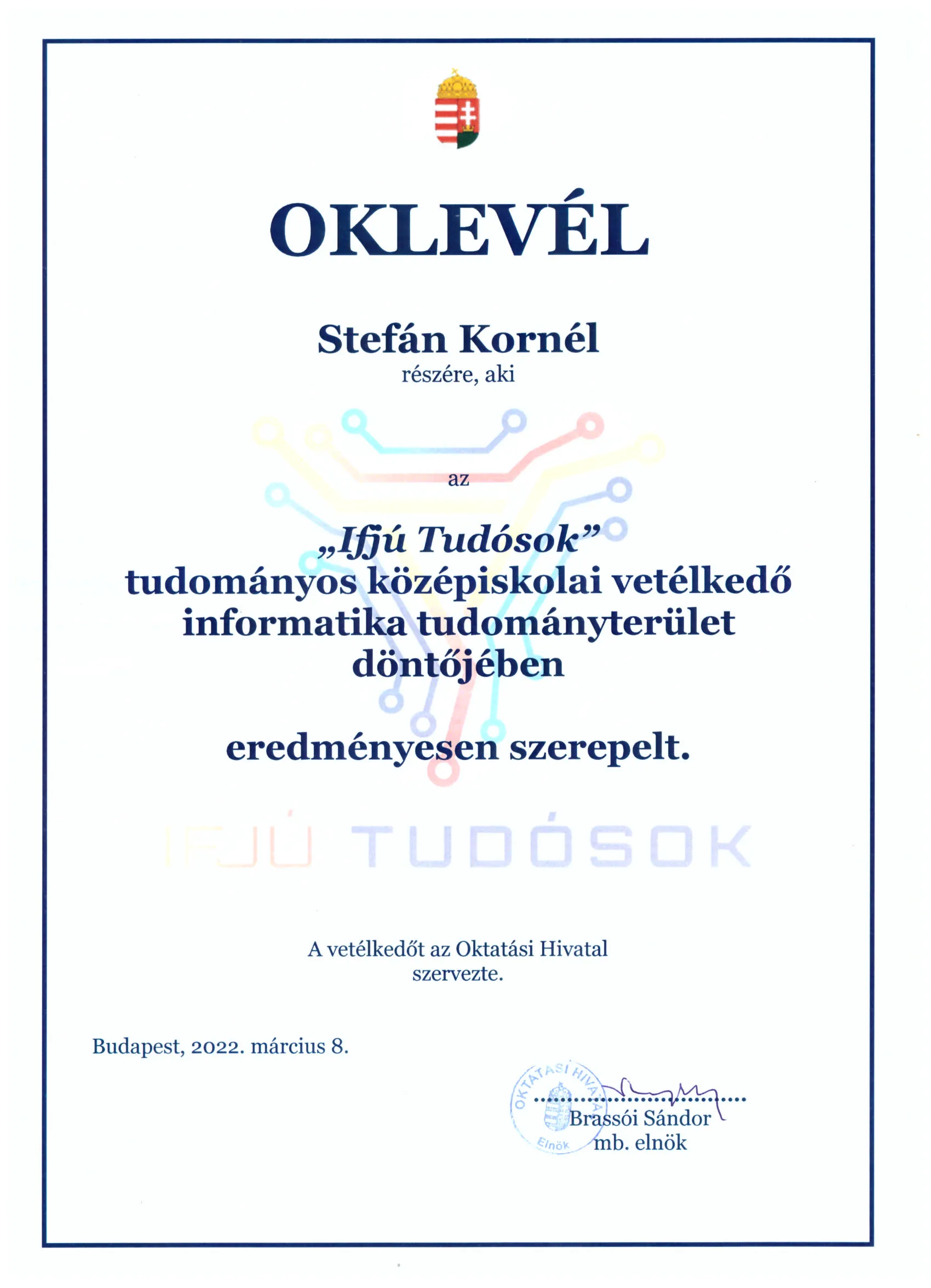 Competition certificate