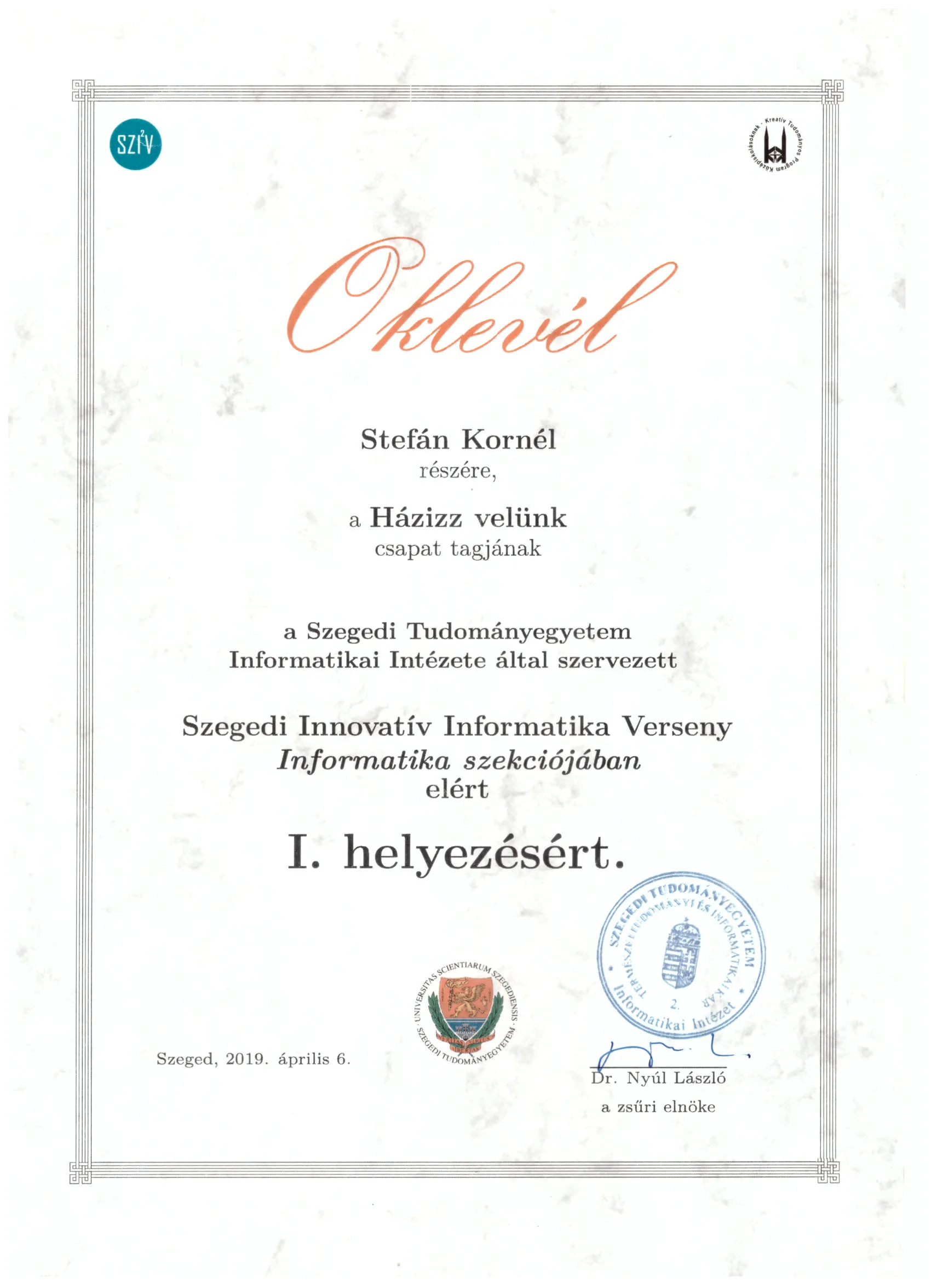 Competition certificate