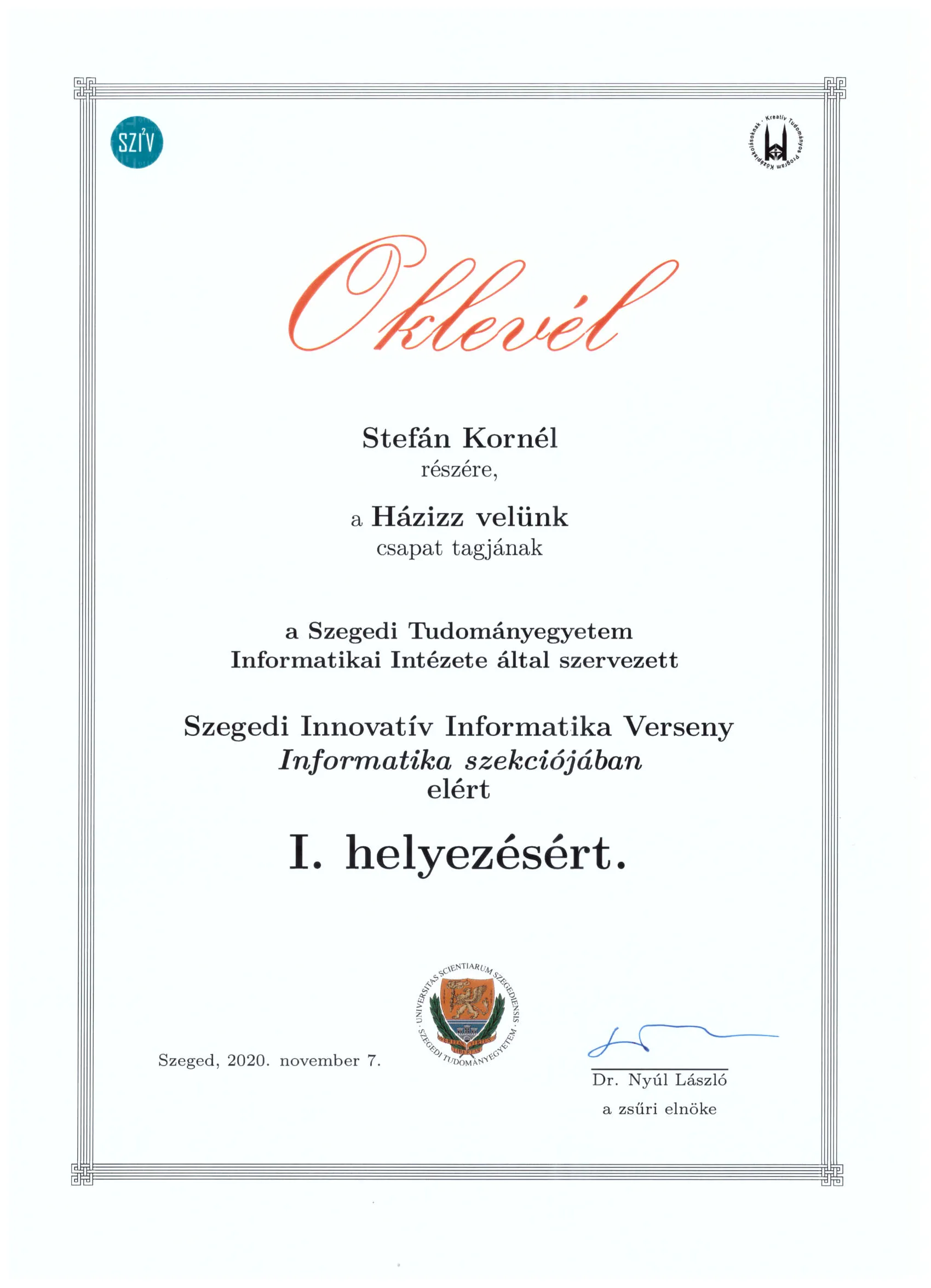 Competition certificate